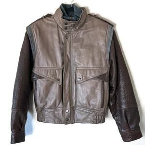Vintage Tannery West Leather Brown Distressed Zip-up Unisex Jacket Size small/me